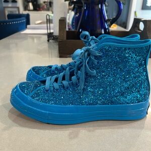 Converse Shimmering Blue Glitter Sneakers Size 8.5